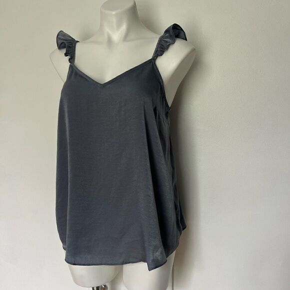 L C Lauren Conrad satin ruffle strap tank top - Picture 3 of 7